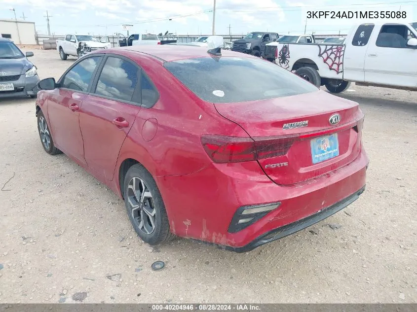 2021 Kia Forte Lxs VIN: 3KPF24AD1ME355088 Lot: 40204946