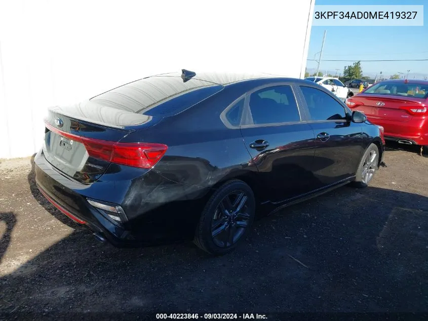 2021 Kia Forte Gt-Line VIN: 3KPF34AD0ME419327 Lot: 40223846