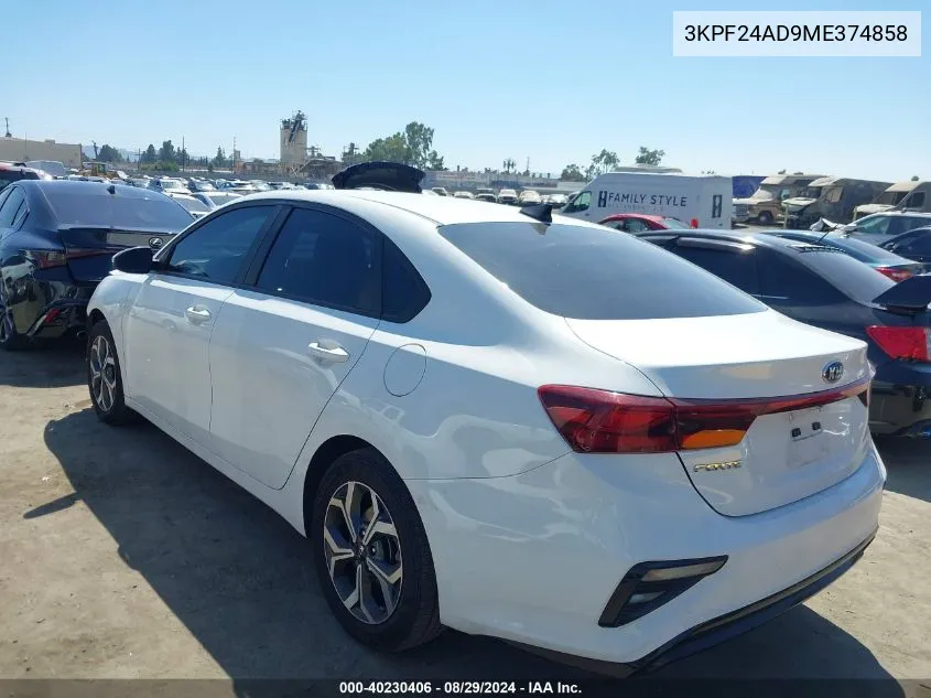 2021 Kia Forte Lxs VIN: 3KPF24AD9ME374858 Lot: 40230406