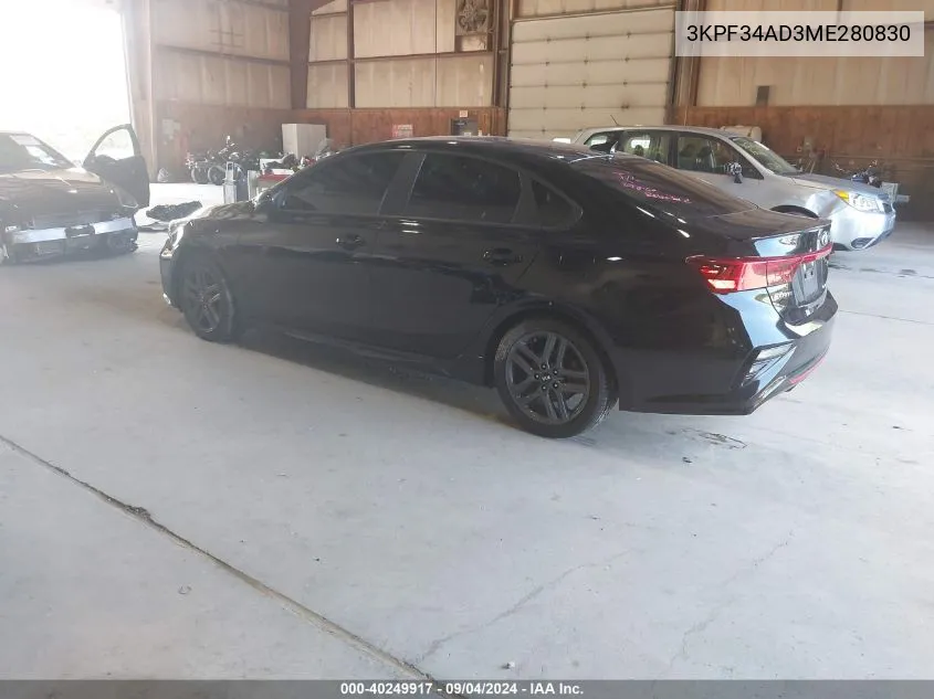 2021 Kia Forte Gt-Line VIN: 3KPF34AD3ME280830 Lot: 40249917