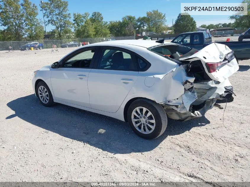 2021 Kia Forte Fe VIN: 3KPF24AD1ME290503 Lot: 40251345