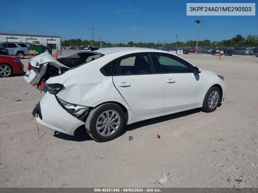 2021 Kia Forte Fe VIN: 3KPF24AD1ME290503 Lot: 40251345