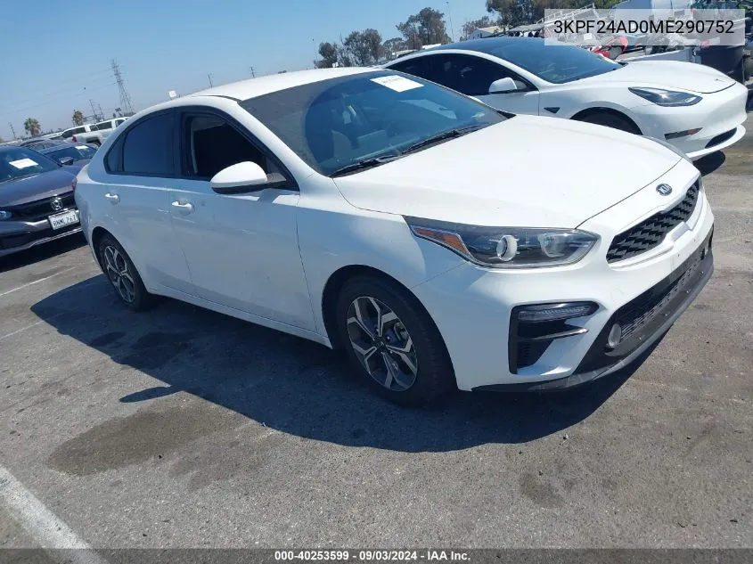 2021 Kia Forte Lxs VIN: 3KPF24AD0ME290752 Lot: 40253599