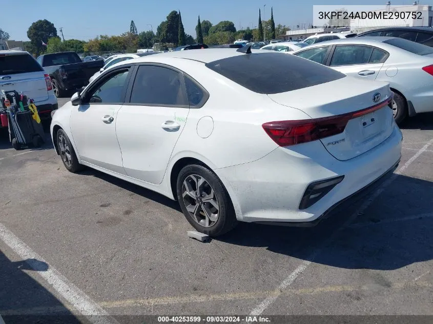 2021 Kia Forte Lxs VIN: 3KPF24AD0ME290752 Lot: 40253599