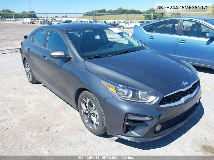 2021 Kia Forte Lxs VIN: 3KPF24AD6ME381072 Lot: 40254468