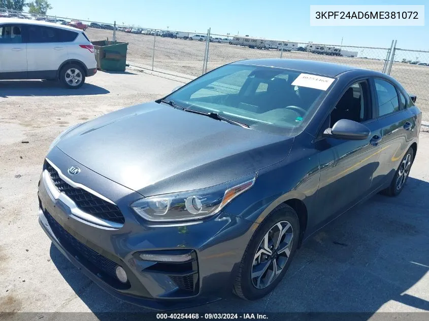 2021 Kia Forte Lxs VIN: 3KPF24AD6ME381072 Lot: 40254468