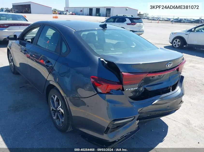 3KPF24AD6ME381072 2021 Kia Forte Lxs