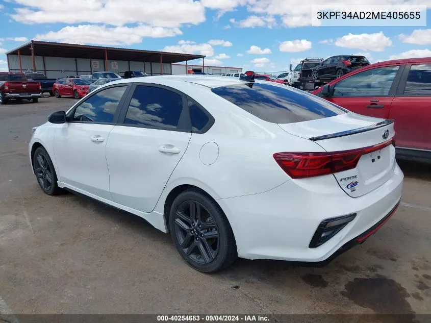 2021 Kia Forte Gt Line VIN: 3KPF34AD2ME405655 Lot: 40254683