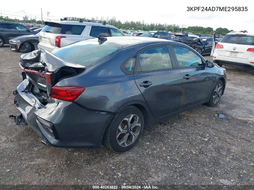 2021 Kia Forte Fe/Lxs VIN: 3KPF24AD7ME295835 Lot: 40263522