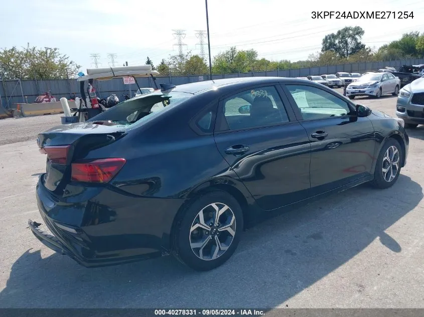 2021 Kia Forte Lxs VIN: 3KPF24ADXME271254 Lot: 40278331