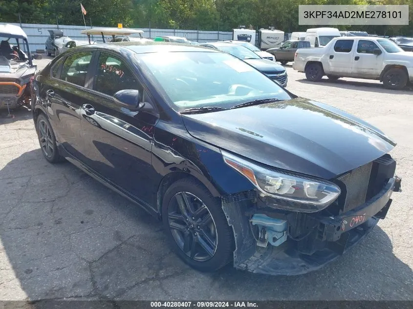 2021 Kia Forte Gt-Line VIN: 3KPF34AD2ME278101 Lot: 40280407