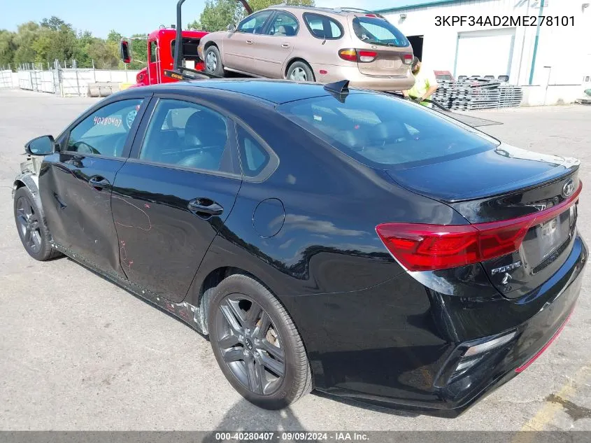 2021 Kia Forte Gt-Line VIN: 3KPF34AD2ME278101 Lot: 40280407