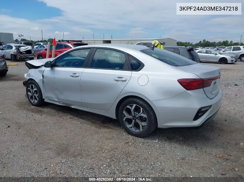 2021 Kia Forte Lxs VIN: 3KPF24AD3ME347218 Lot: 40292352