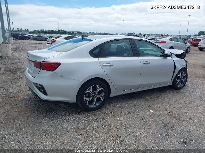 3KPF24AD3ME347218 2021 Kia Forte Lxs