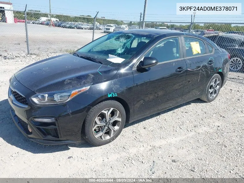 2021 Kia Forte Lxs VIN: 3KPF24AD0ME378071 Lot: 40293644