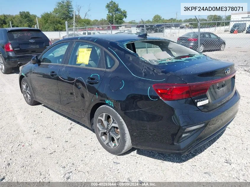 2021 Kia Forte Lxs VIN: 3KPF24AD0ME378071 Lot: 40293644