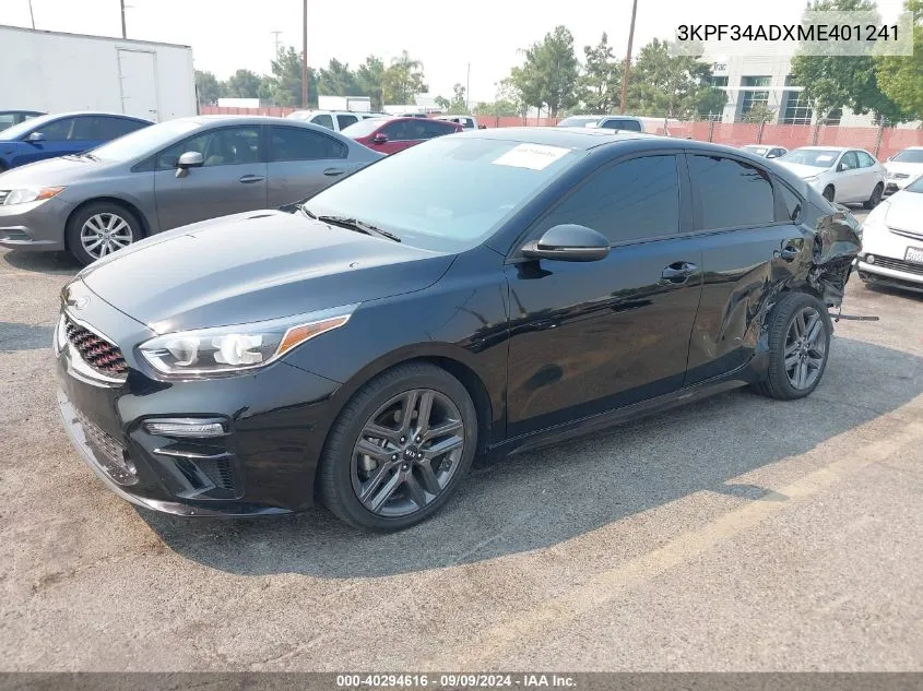 2021 Kia Forte Gt-Line VIN: 3KPF34ADXME401241 Lot: 40294616