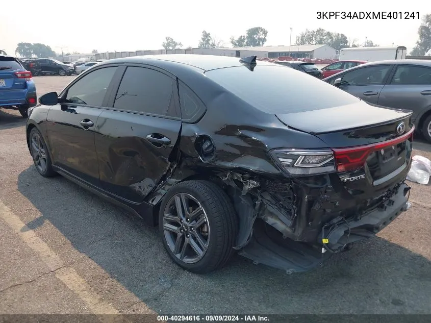 2021 Kia Forte Gt-Line VIN: 3KPF34ADXME401241 Lot: 40294616