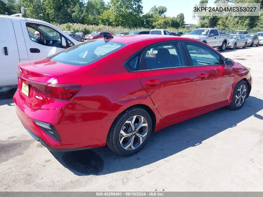 3KPF24AD4ME353027 2021 Kia Forte Lxs