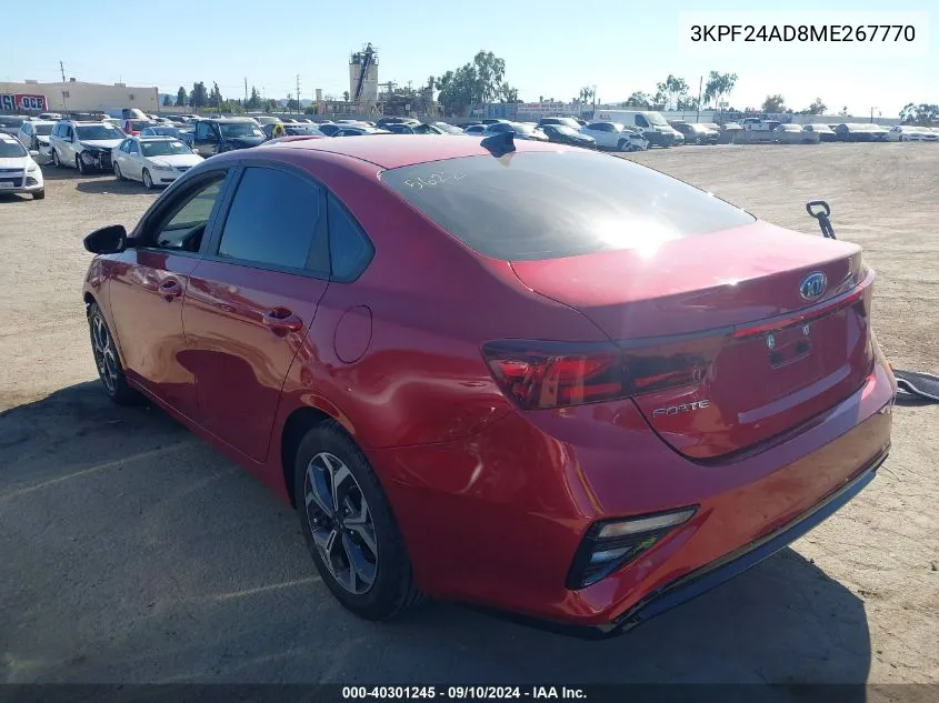 2021 Kia Forte Lxs VIN: 3KPF24AD8ME267770 Lot: 40301245