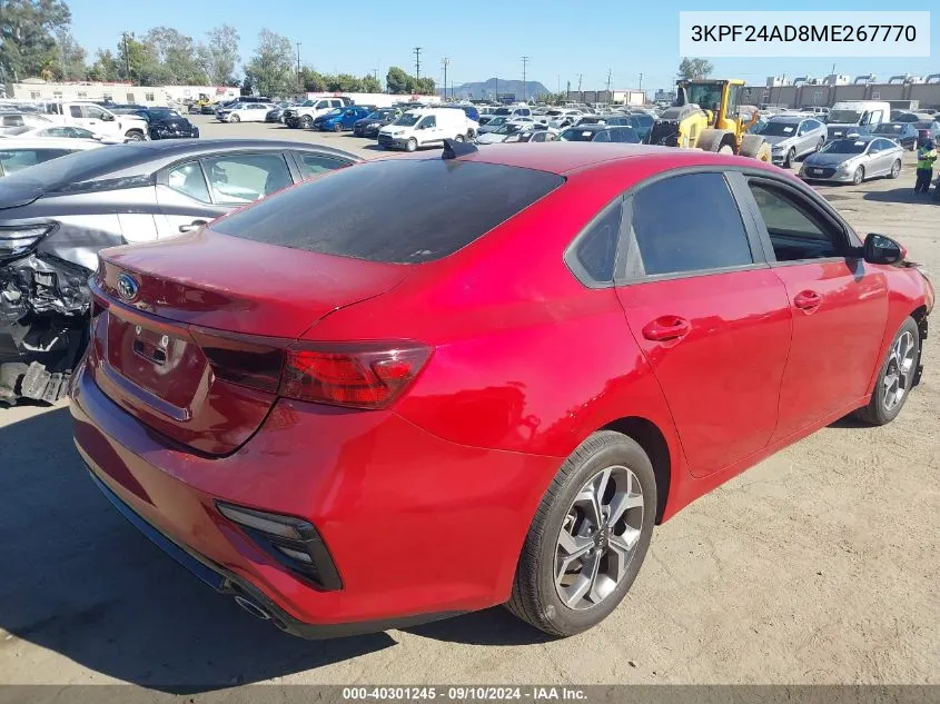 2021 Kia Forte Lxs VIN: 3KPF24AD8ME267770 Lot: 40301245