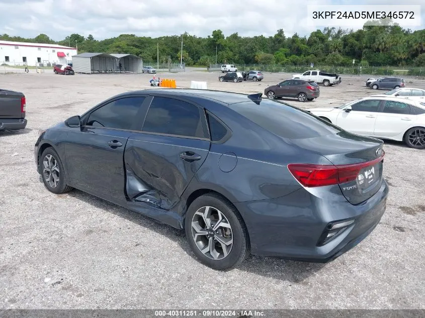 2021 Kia Forte Fe/Lxs VIN: 3KPF24AD5ME346572 Lot: 40311251