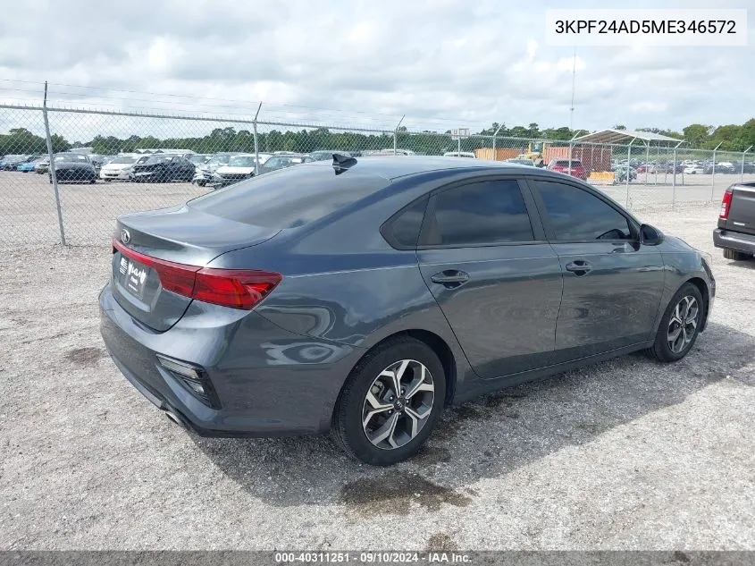 2021 Kia Forte Fe/Lxs VIN: 3KPF24AD5ME346572 Lot: 40311251