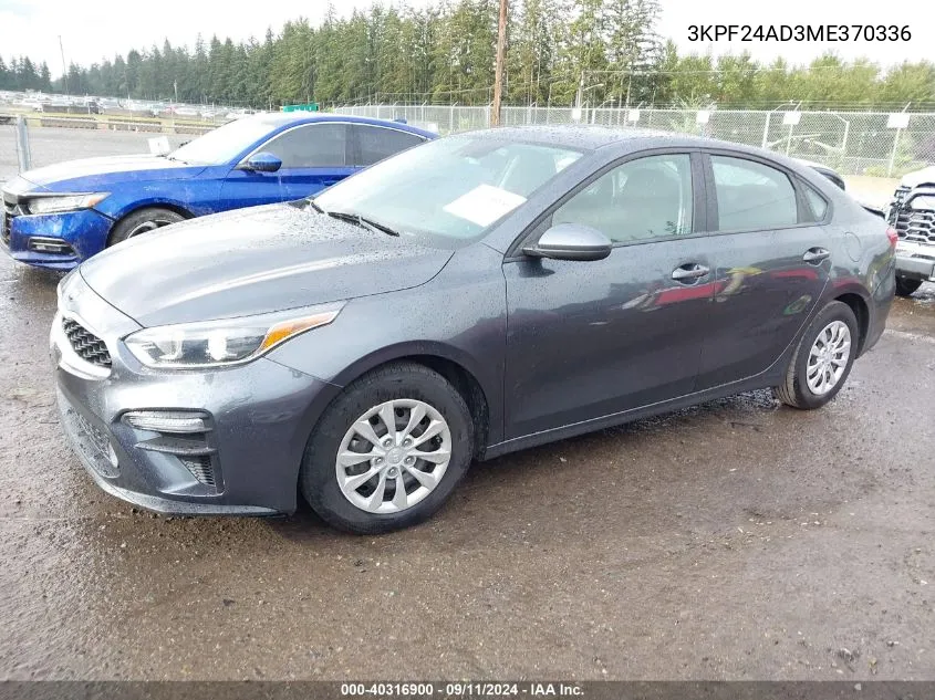 2021 Kia Forte Fe/Lxs VIN: 3KPF24AD3ME370336 Lot: 40316900