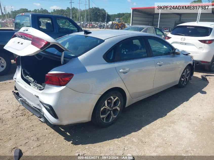 2021 Kia Forte Lxs VIN: 3KPF24ADXME317987 Lot: 40334371