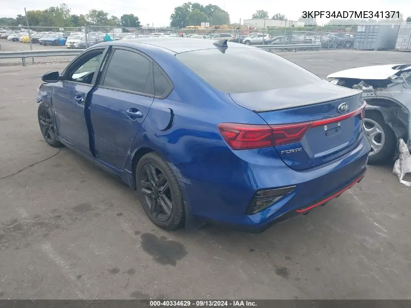 3KPF34AD7ME341371 2021 Kia Forte Gt Line