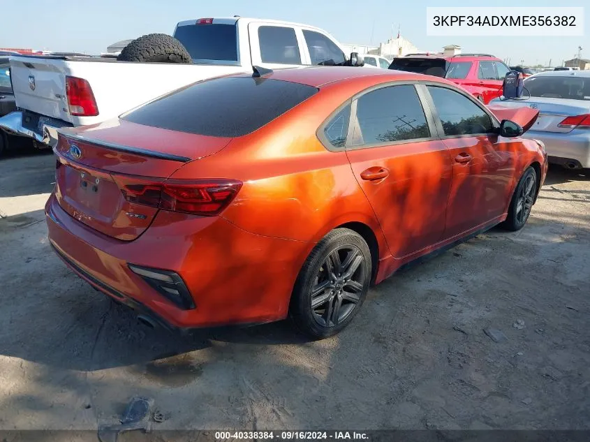 3KPF34ADXME356382 2021 Kia Forte Gt Line