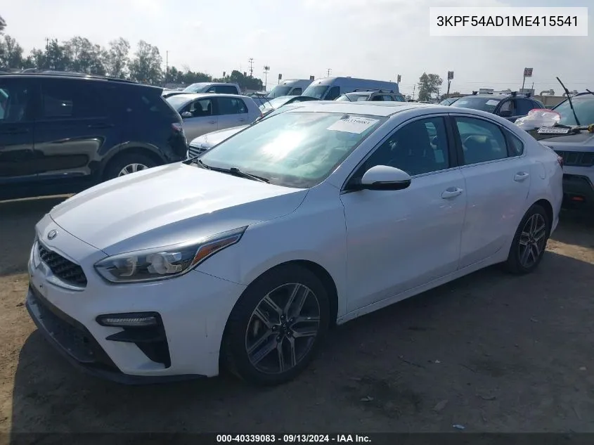 2021 Kia Forte Ex VIN: 3KPF54AD1ME415541 Lot: 40339083