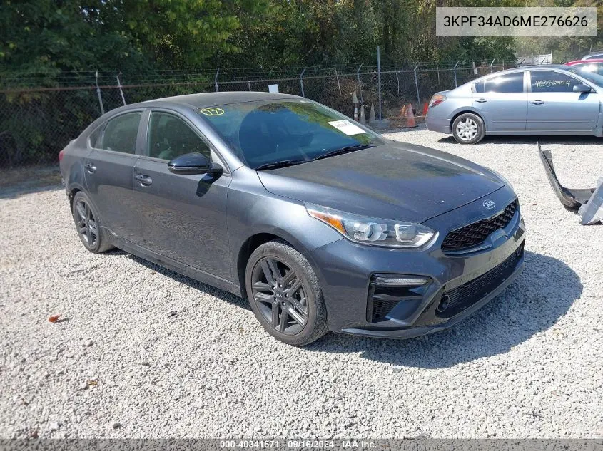 2021 Kia Forte Gt-Line VIN: 3KPF34AD6ME276626 Lot: 40341571