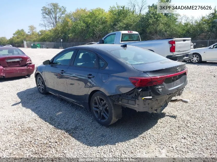 2021 Kia Forte Gt-Line VIN: 3KPF34AD6ME276626 Lot: 40341571