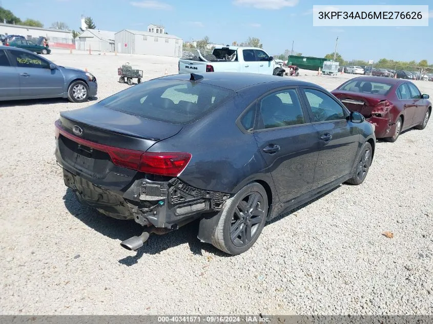 2021 Kia Forte Gt-Line VIN: 3KPF34AD6ME276626 Lot: 40341571