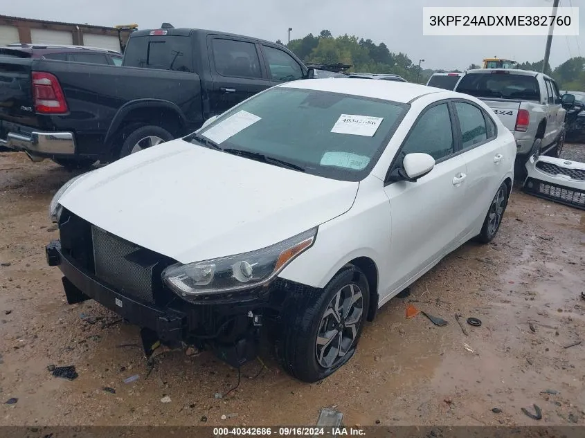 2021 Kia Forte Lxs VIN: 3KPF24ADXME382760 Lot: 40342686