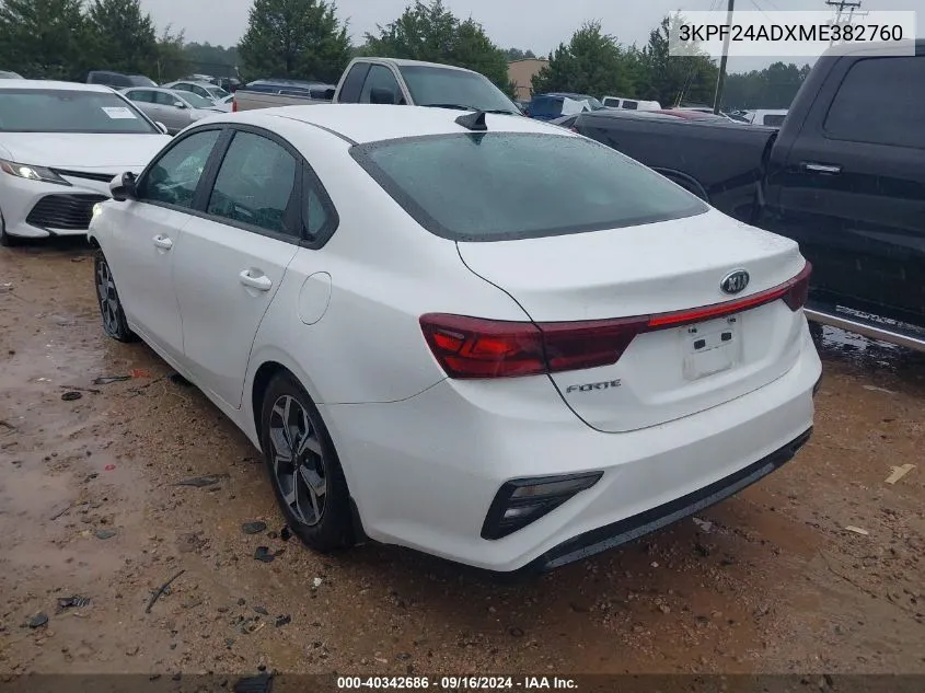 2021 Kia Forte Lxs VIN: 3KPF24ADXME382760 Lot: 40342686