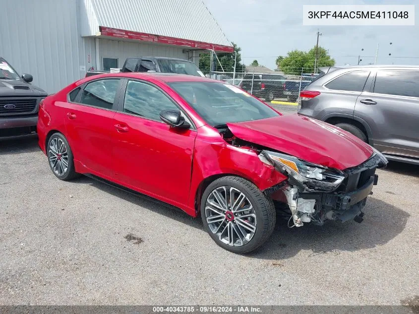 2021 Kia Forte Gt VIN: 3KPF44AC5ME411048 Lot: 40343785