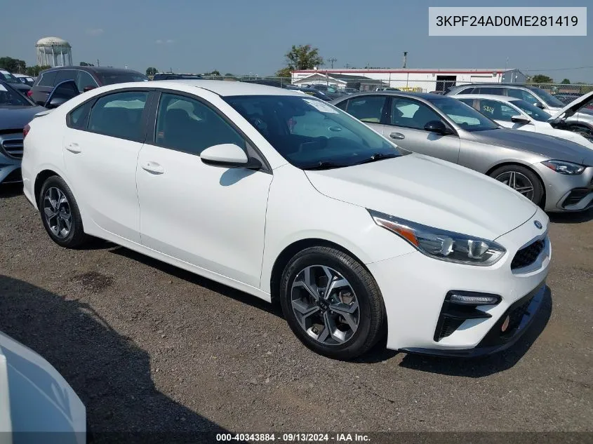 2021 Kia Forte Fe/Lxs VIN: 3KPF24AD0ME281419 Lot: 40343884