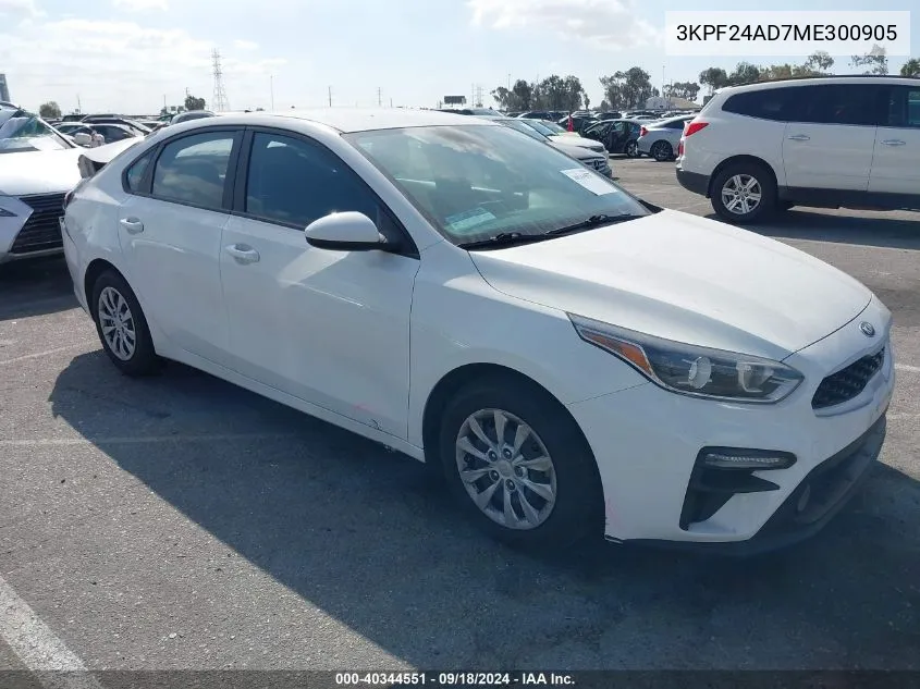 2021 Kia Forte Fe VIN: 3KPF24AD7ME300905 Lot: 40344551