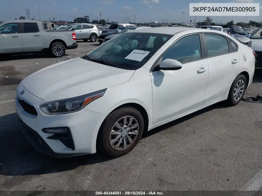 2021 Kia Forte Fe VIN: 3KPF24AD7ME300905 Lot: 40344551