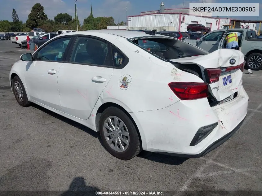 2021 Kia Forte Fe VIN: 3KPF24AD7ME300905 Lot: 40344551