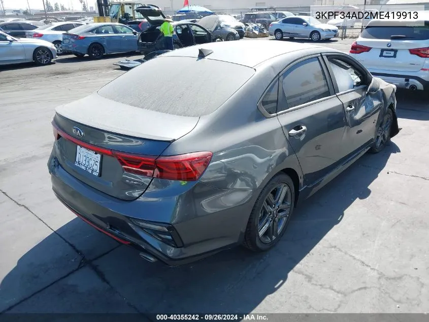 2021 Kia Forte Gt Line VIN: 3KPF34AD2ME419913 Lot: 40355242