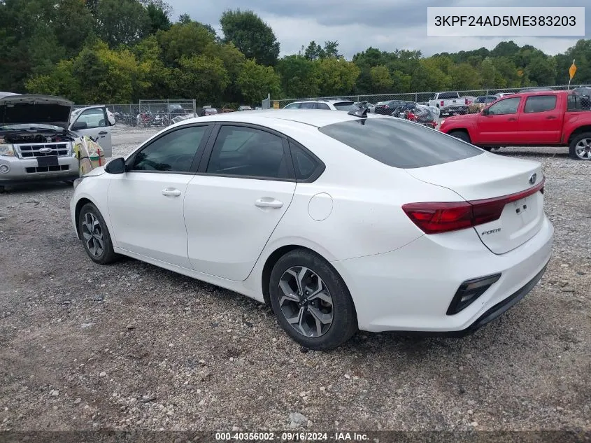 2021 Kia Forte Lxs VIN: 3KPF24AD5ME383203 Lot: 40356002