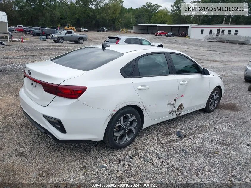 2021 Kia Forte Lxs VIN: 3KPF24AD5ME383203 Lot: 40356002