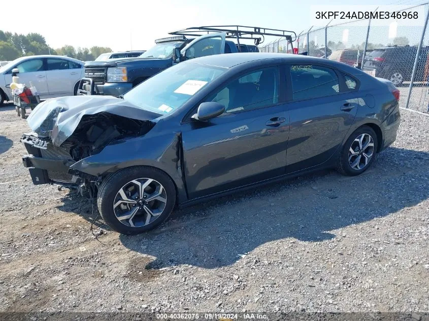 3KPF24AD8ME346968 2021 Kia Forte Lxs