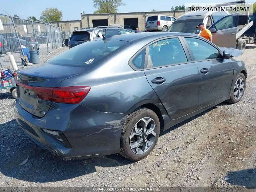 2021 Kia Forte Lxs VIN: 3KPF24AD8ME346968 Lot: 40362075