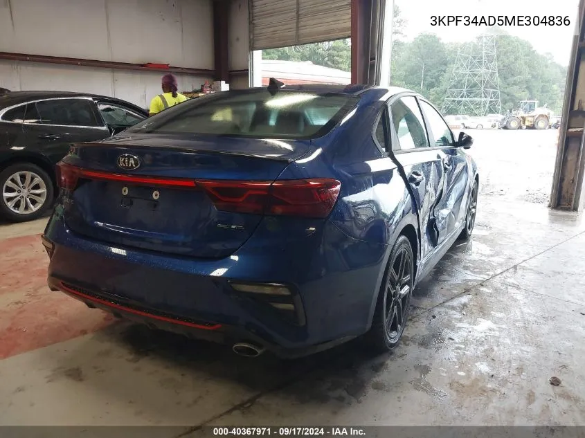 2021 Kia Forte Gt-Line VIN: 3KPF34AD5ME304836 Lot: 40367971