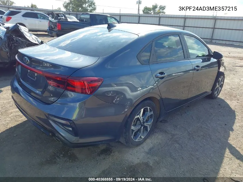 3KPF24AD3ME357215 2021 Kia Forte Lxs