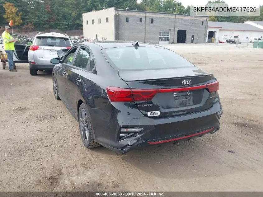 3KPF34AD0ME417626 2021 Kia Forte Gt-Line